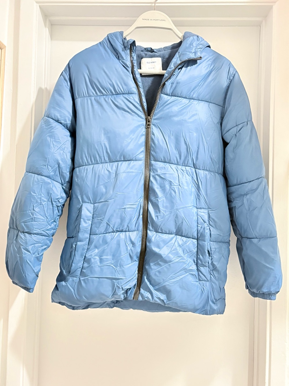 Old Navy Light Blue Puffer Jacket with Hood